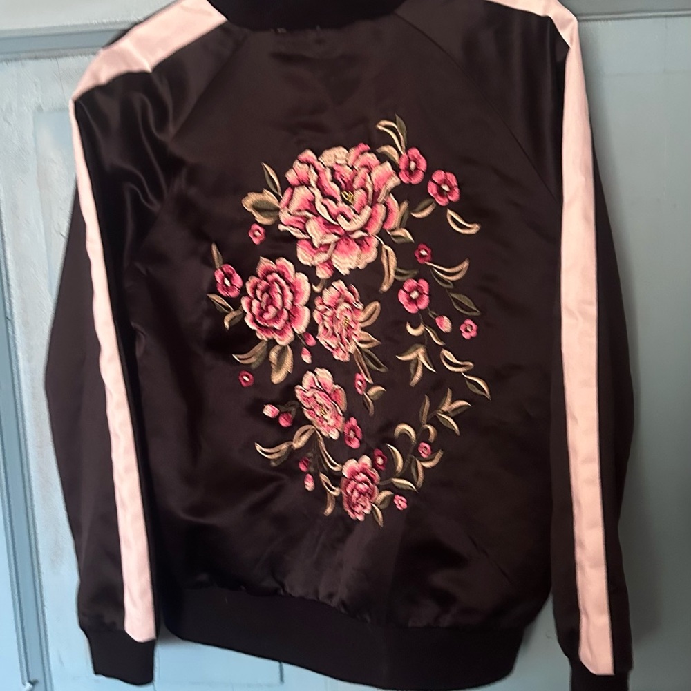 Black Satin Bomber Jacket